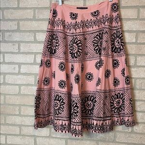 Bernardo Midi Skirt Flare Sequined Pink Black size 8